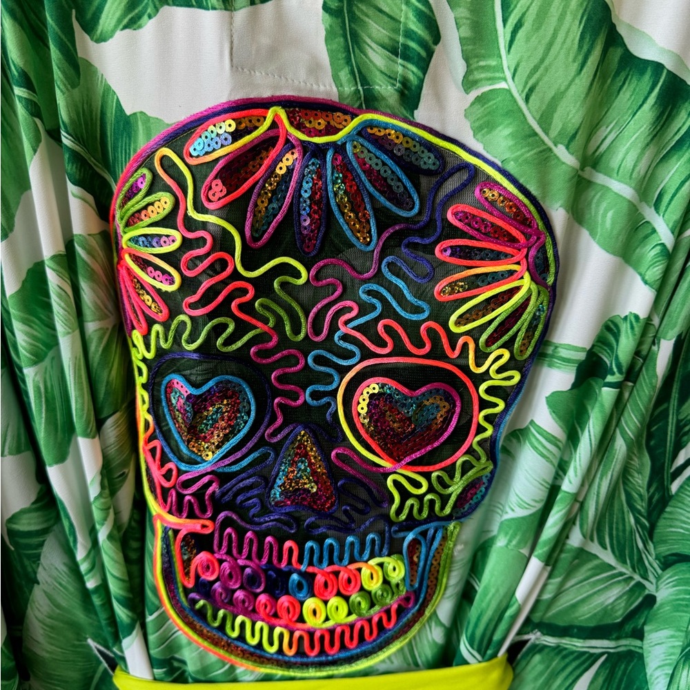 Aromena swim cover up kimono cashmere sugar skull - Picture 4 of 9